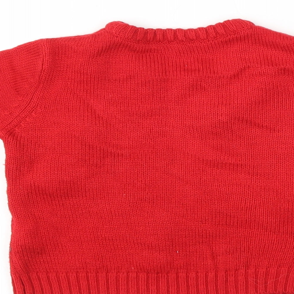 Matalan Girls Red   Pullover Jumper Size 12-18 Months  - penguin