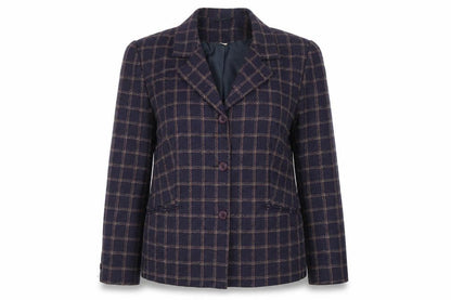 EWM Womens Blue Check  Jacket Suit Jacket Size 14