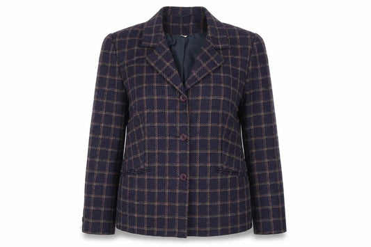 EWM Womens Blue Check  Jacket Suit Jacket Size 14