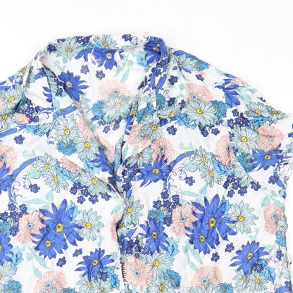 Preloved Preworn Womens Blue Floral  Basic Blouse Size 16 - Detail
