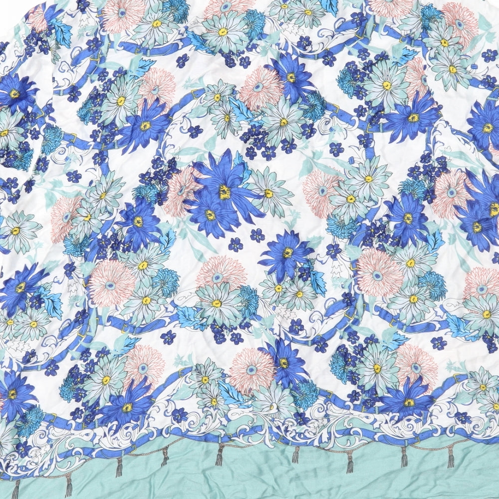 Preworn Womens Blue Floral  Basic Blouse Size 16