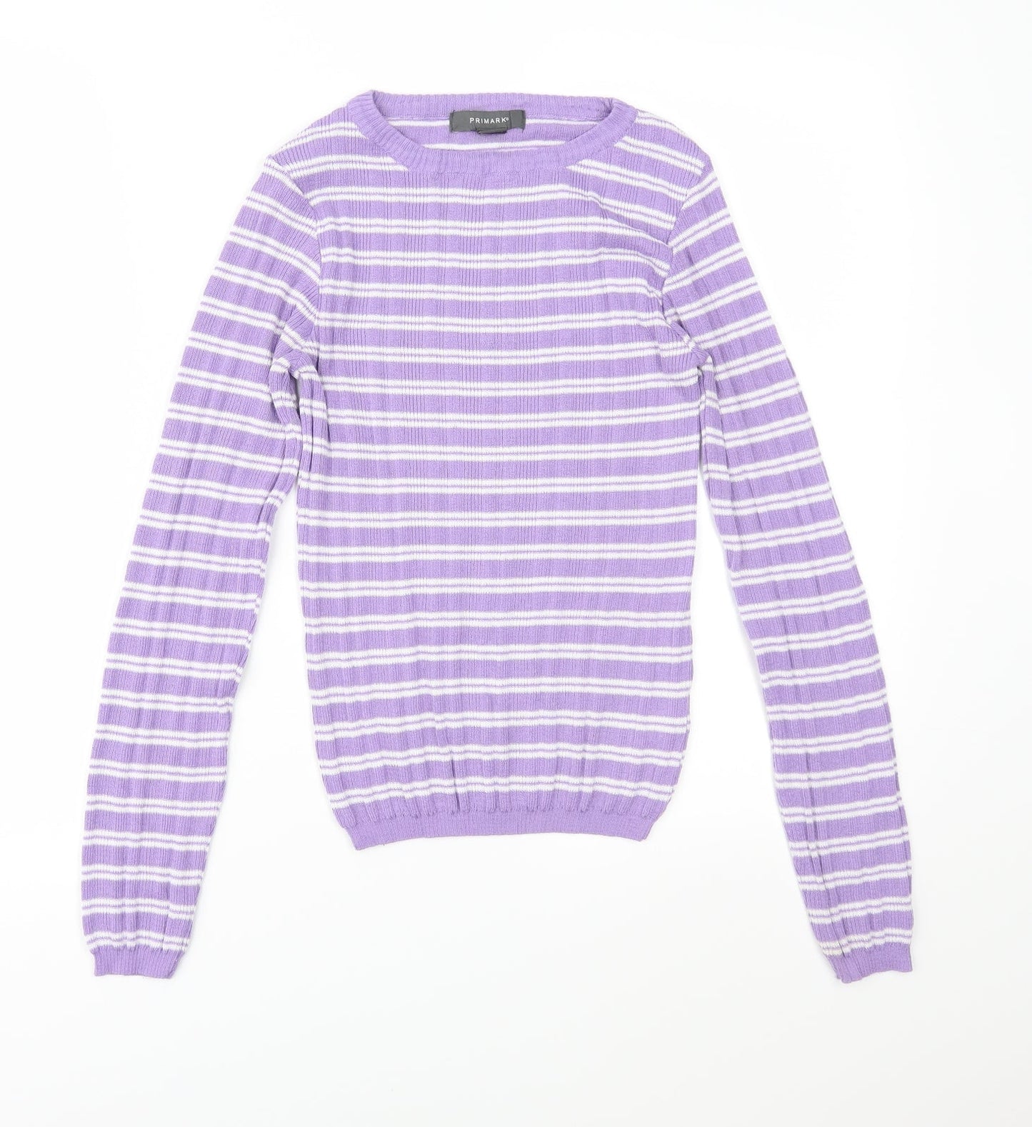 Primark Womens Purple Striped Knit Pullover Jumper Size XS