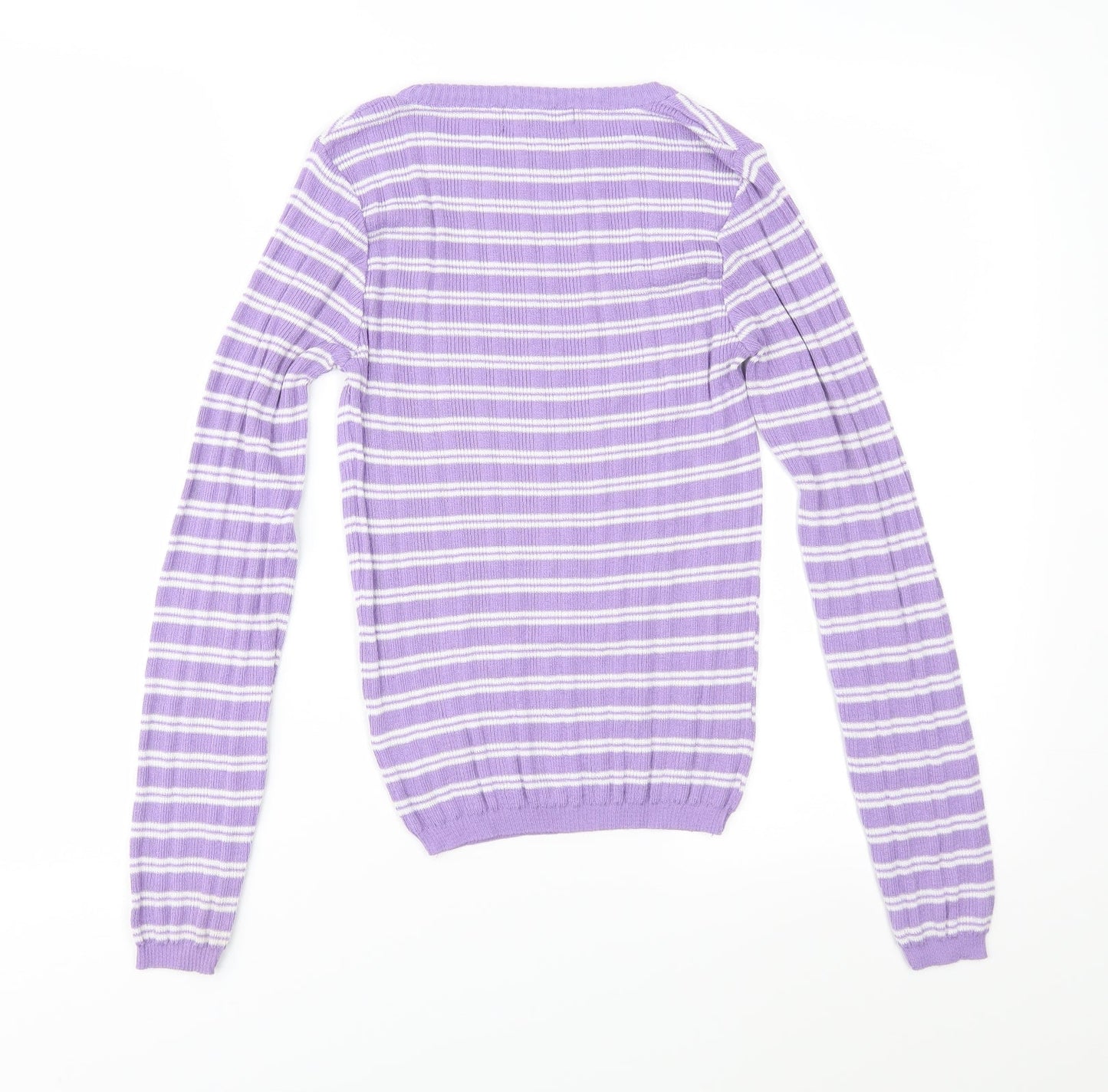 Primark Womens Purple Striped Knit Pullover Jumper Size XS
