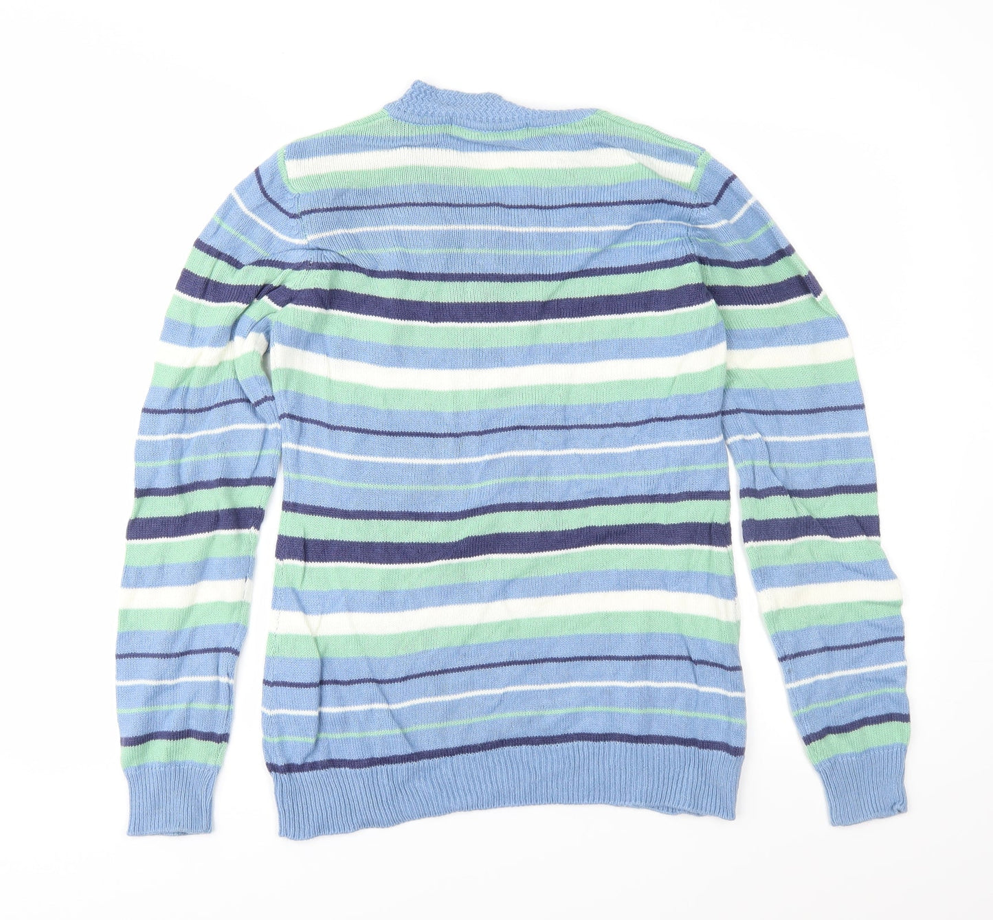 EWM Womens Blue Striped Knit Pullover Jumper Size S
