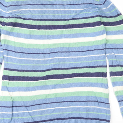 EWM Womens Blue Striped Knit Pullover Jumper Size S