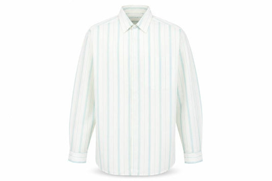 Chardonay Mens Ivory Striped   Button-Up Size 16