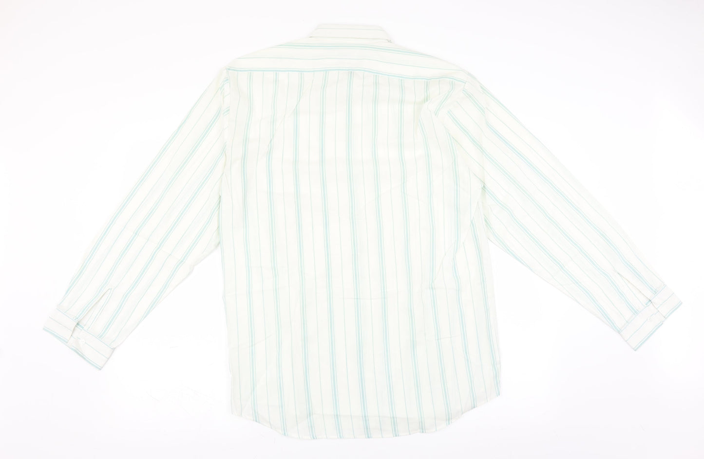 Chardonay Mens Ivory Striped   Button-Up Size 16