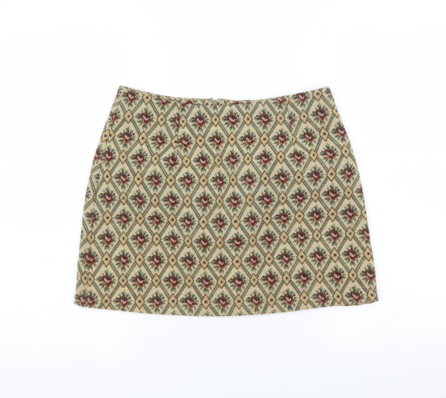 creative design industries Womens Beige Floral  A-Line Skirt Size 30 in