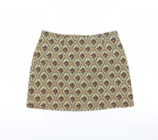 creative design industries Womens Beige Floral  A-Line Skirt Size 30 in