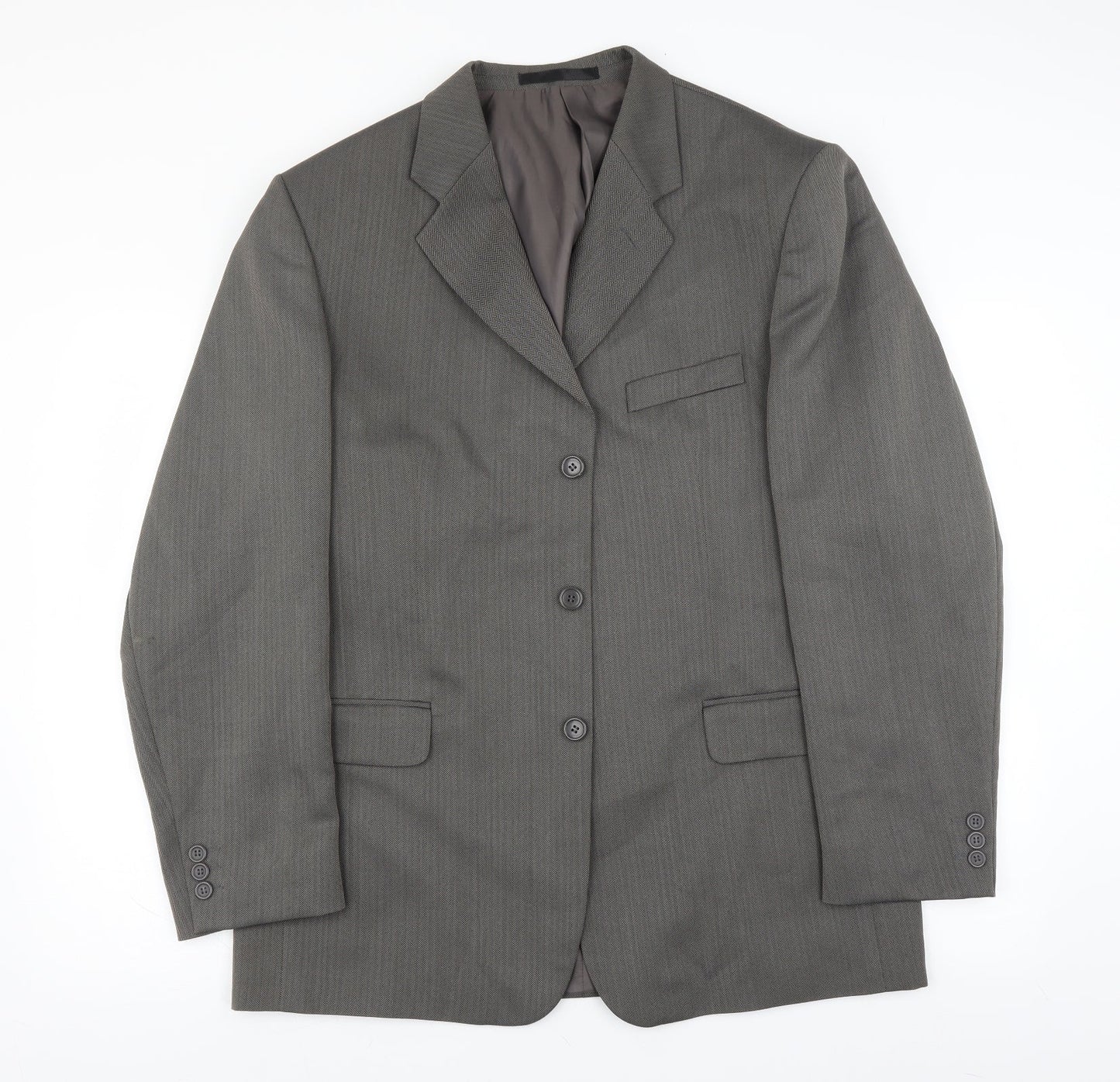 Zantos Mens Grey Herringbone  Jacket Suit Jacket Size 42