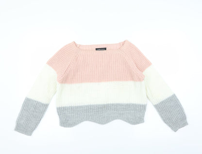 Cameo Rose Womens Pink Pullover Jumper Size S - Scallop Hem