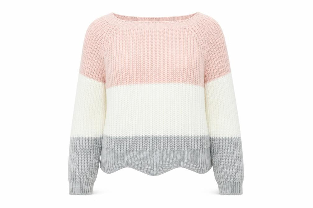 Cameo Rose Womens Pink Pullover Jumper Size S - Scallop Hem