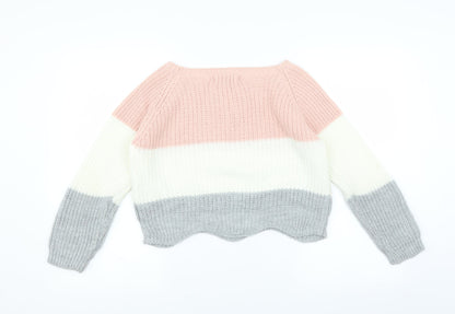 Cameo Rose Womens Pink Pullover Jumper Size S - Scallop Hem
