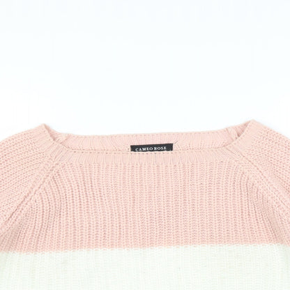 Cameo Rose Womens Pink Pullover Jumper Size S - Scallop Hem