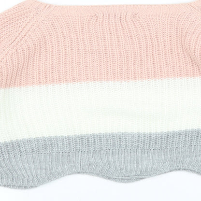 Cameo Rose Womens Pink Pullover Jumper Size S - Scallop Hem