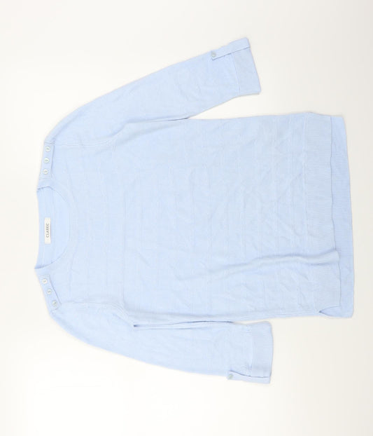 Classic Womens Blue Striped Knit Pullover Jumper Size 8