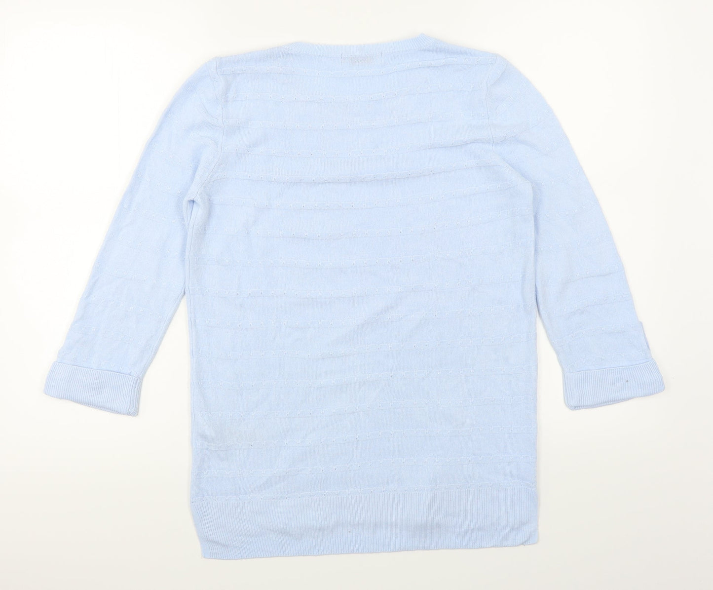 Classic Womens Blue Striped Knit Pullover Jumper Size 8