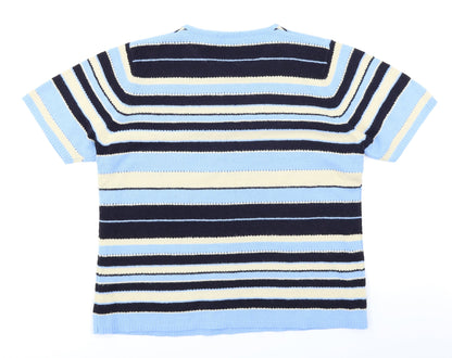 Preloved Berketex Womens Blue Striped Knit Pullover Jumper Size 18 - Back