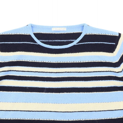 Preloved Berketex Womens Blue Striped Knit Pullover Jumper Size 18 - Detail