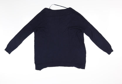 Preloved Atmosphere Womens Blue   Cardigan Jumper Size 10 - Back
