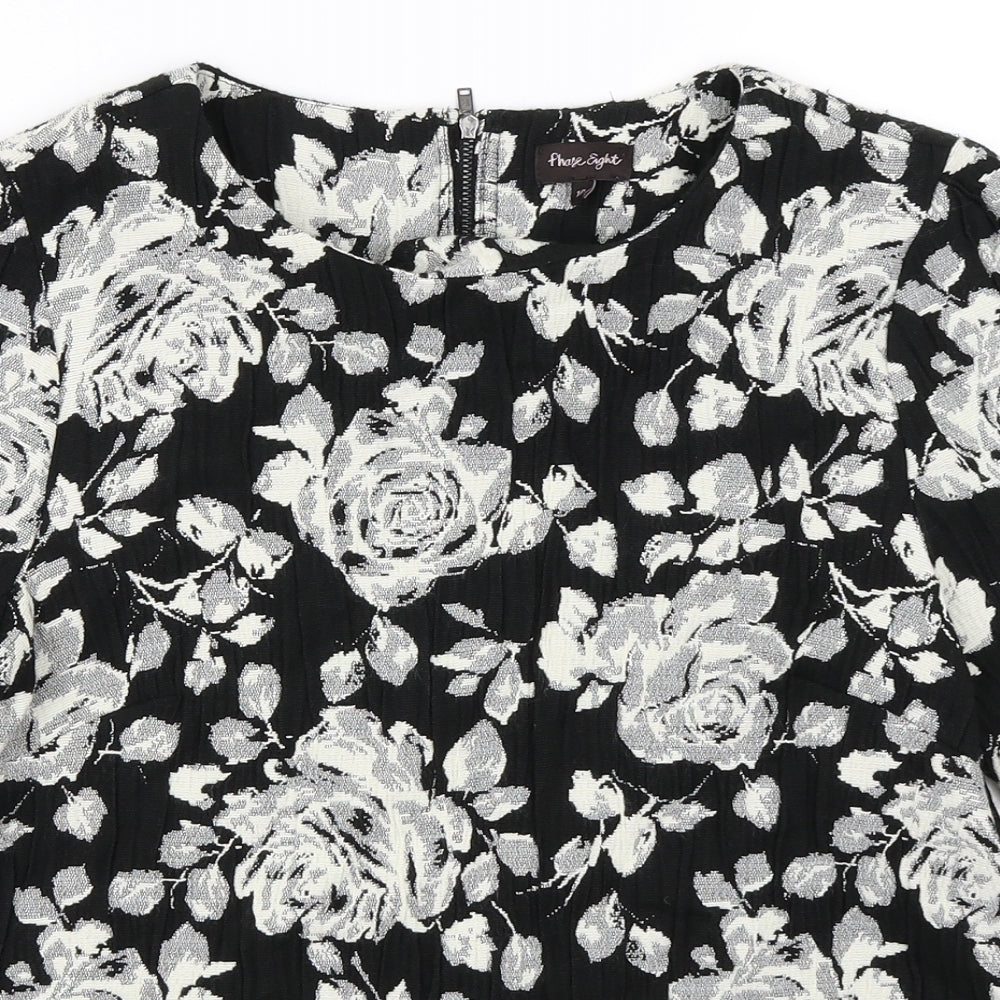 Phase Eight  Womens Black Floral  Basic Blouse Size 10