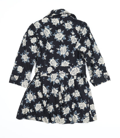 Preloved Atmosphere Womens Blue Floral  Overcoat Coat Size 10 - Back