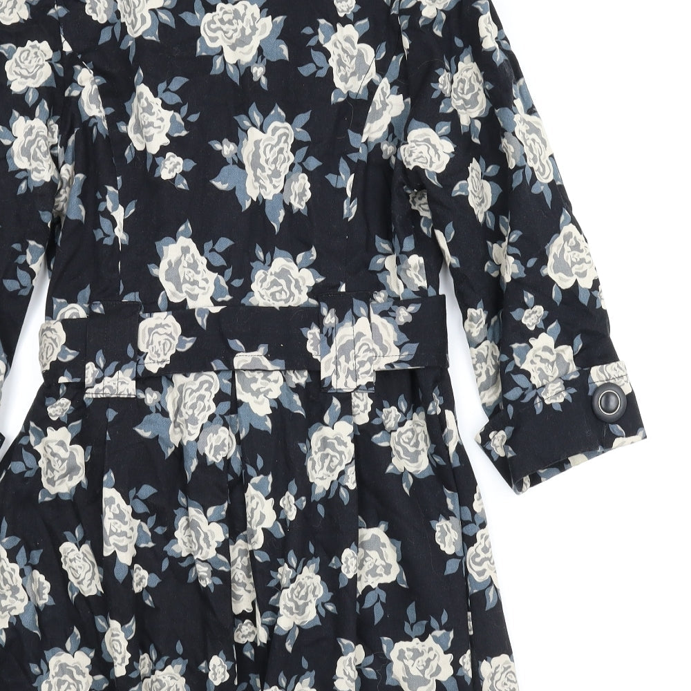 Atmosphere Womens Blue Floral  Overcoat Coat Size 10