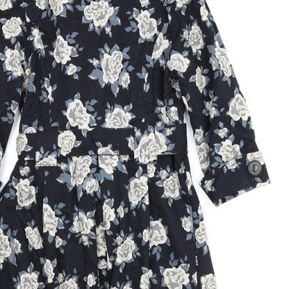 Preloved Atmosphere Womens Blue Floral  Overcoat Coat Size 10 - Label