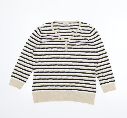 Country Casuals Womens Beige Striped Pullover Jumper Size M