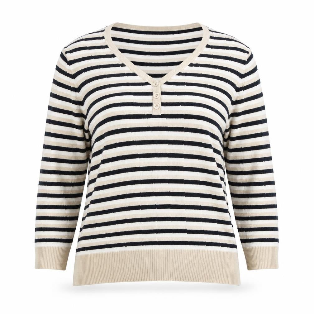 Country Casuals Womens Beige Striped Pullover Jumper Size M