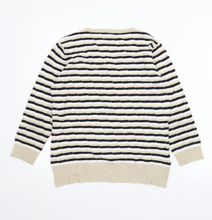 Country Casuals Womens Beige Striped Pullover Jumper Size M