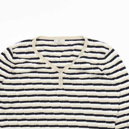 Country Casuals Womens Beige Striped Pullover Jumper Size M