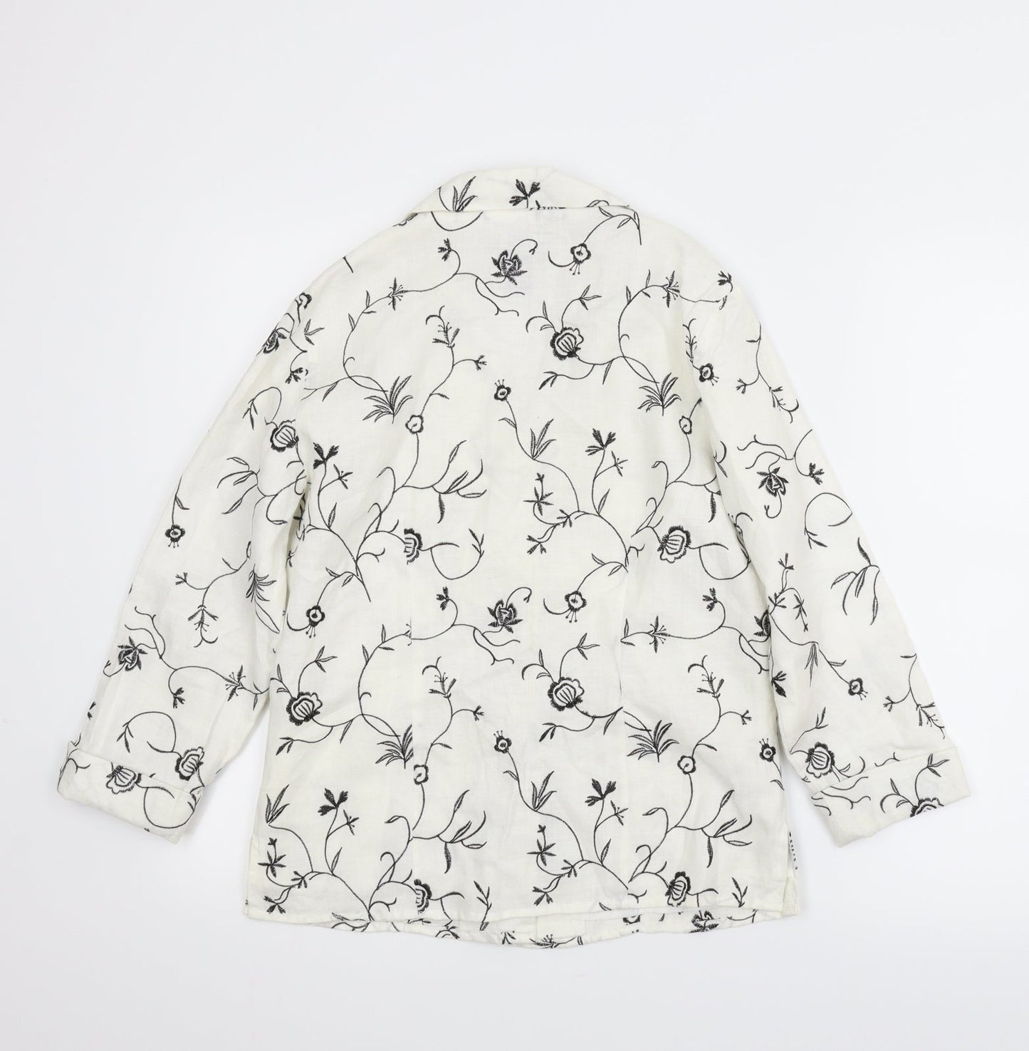 Anne Carson Womens White Floral  Basic Blouse Size M