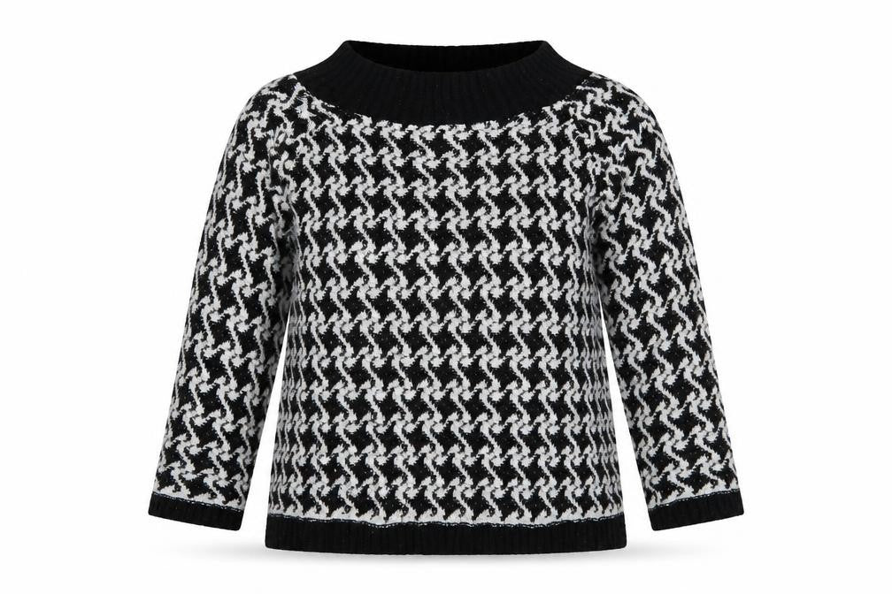 M&Co Womens Black Geometric Knit Pullover Jumper Size XS