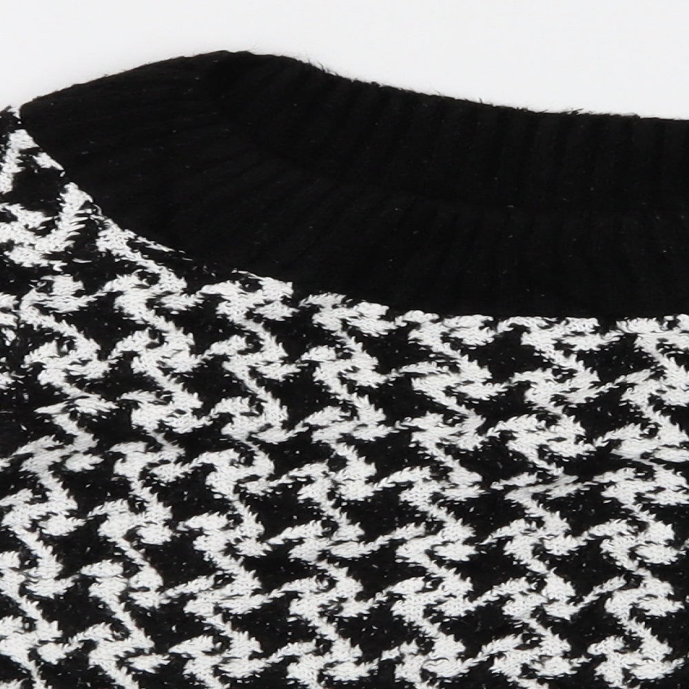 M&Co Womens Black Geometric Knit Pullover Jumper Size XS