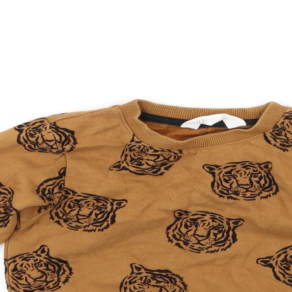 H&M Boys Brown Geometric  Pullover Jumper Size 2 Years  - Tiger