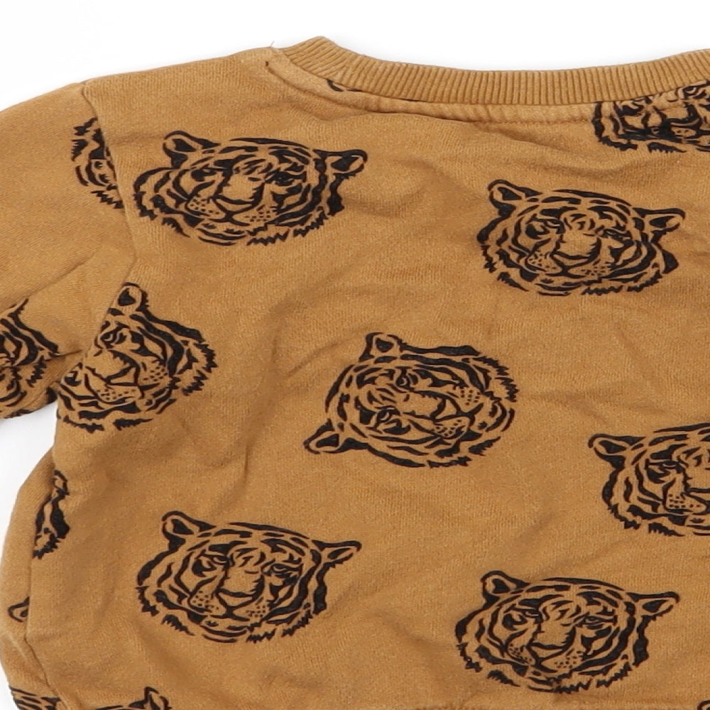 H&M Boys Brown Geometric  Pullover Jumper Size 2 Years  - Tiger
