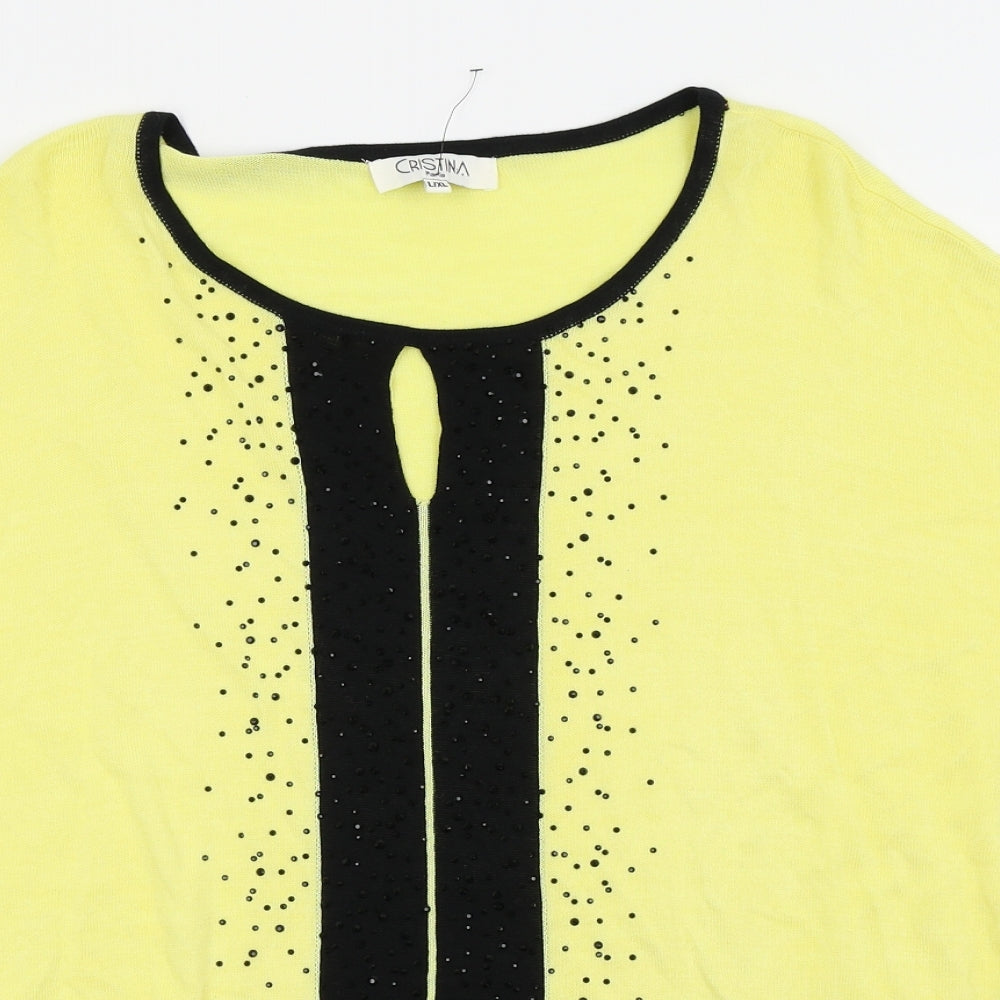 Cristina Womens Yellow   Basic T-Shirt Size L