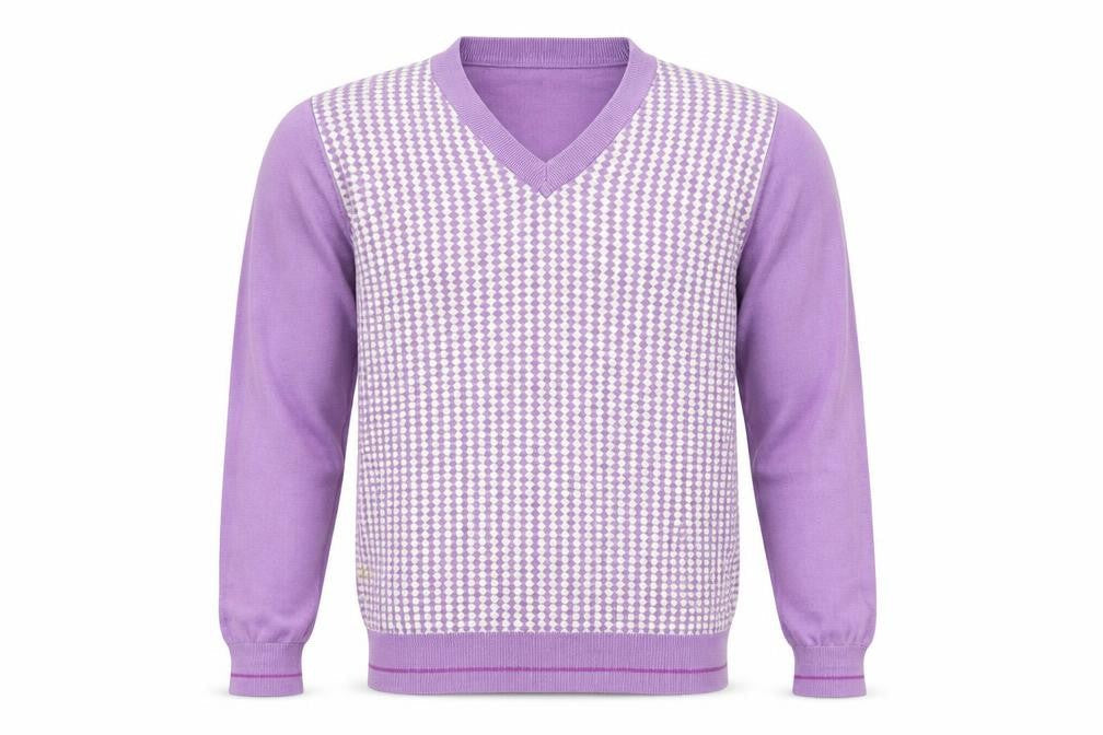 Refectory Mens Purple Check  Pullover Jumper Size M