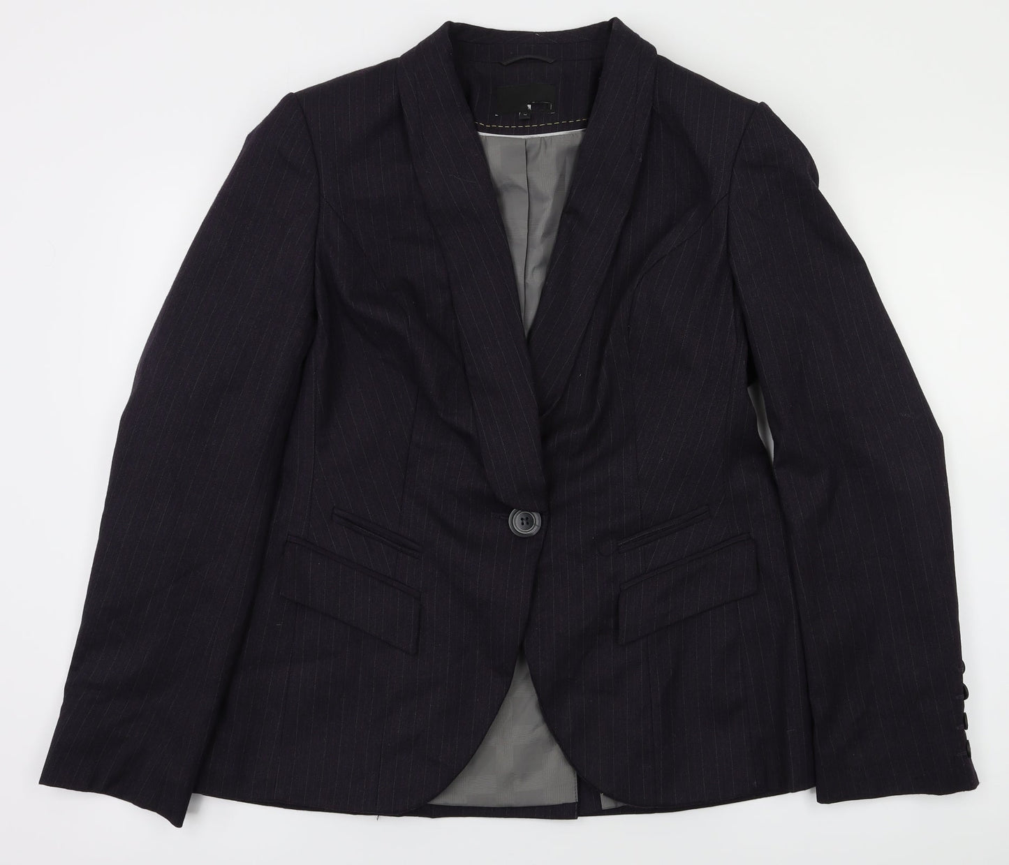 preworn  Womens Purple Striped  Jacket Blazer Size 14
