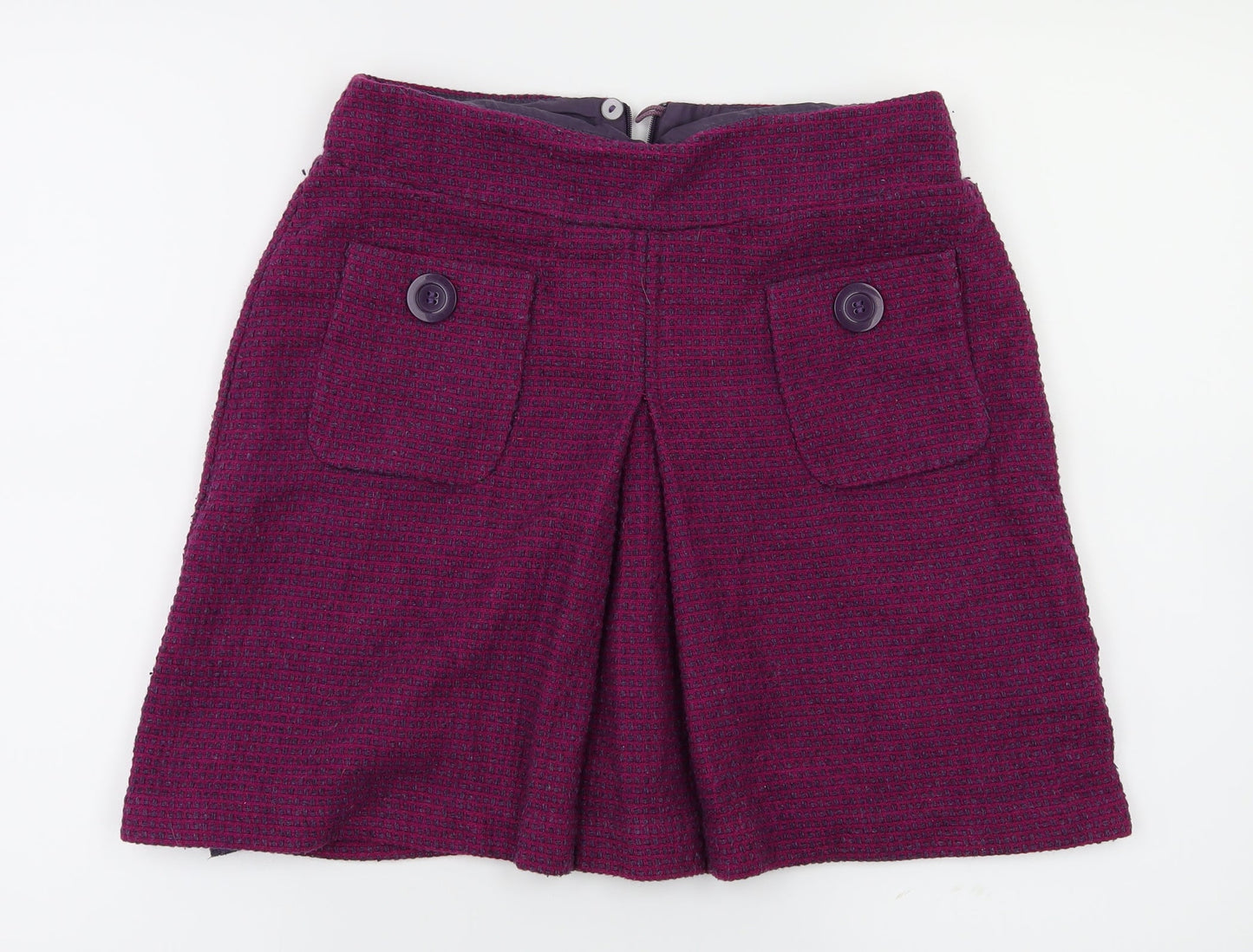 Preworn Womens Purple Check  Flare Skirt Size 8