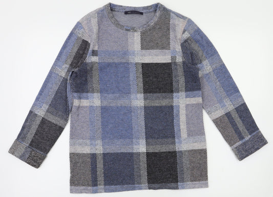 M&S Womens Black Check  Basic T-Shirt Size 10