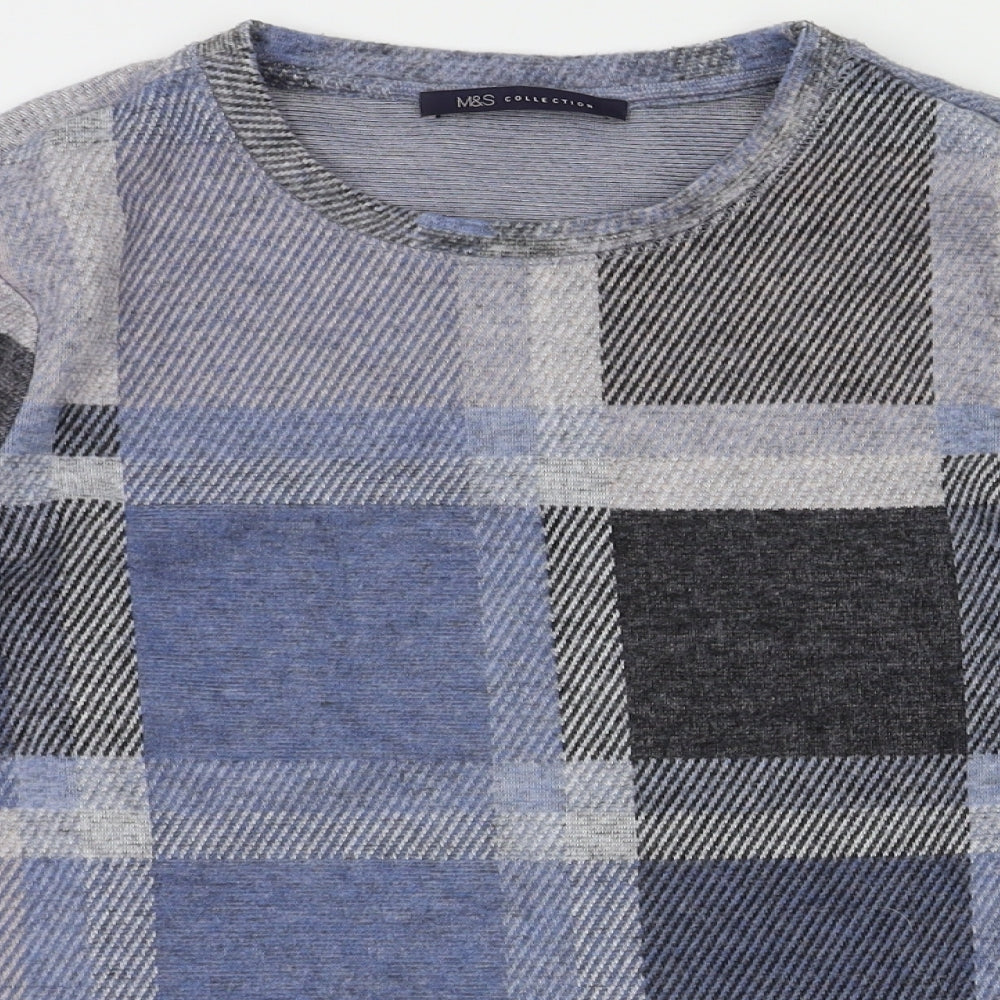 M&S Womens Black Check  Basic T-Shirt Size 10