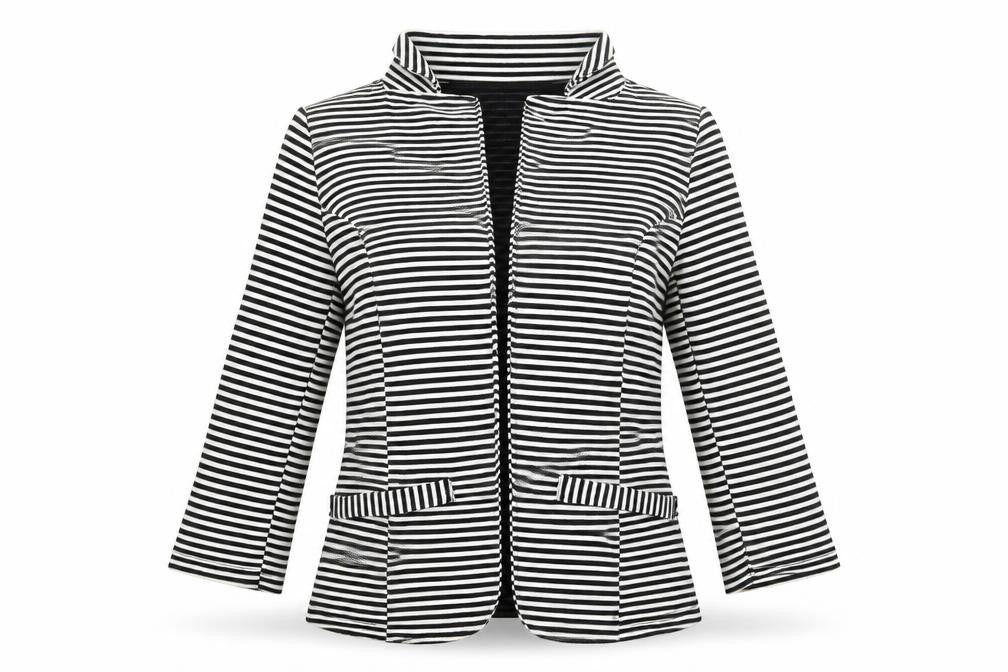 Papaya Womens White Striped  Jacket  Size 8