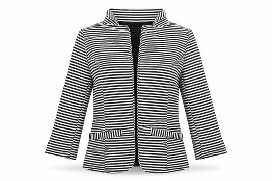 Papaya Womens White Striped  Jacket  Size 8