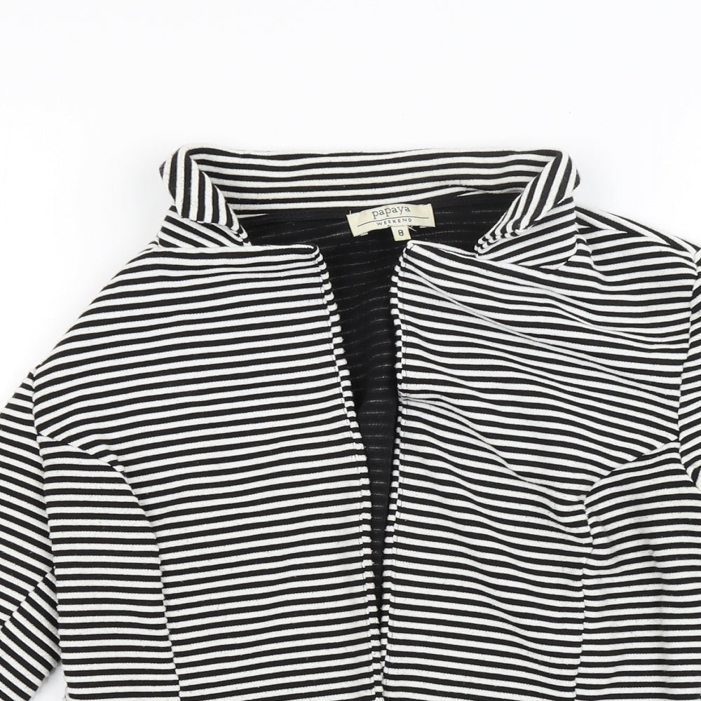 Papaya Womens White Striped  Jacket  Size 8