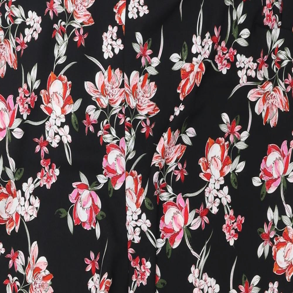 M&Co Womens Black Floral  Trousers  Size 20 L27 in