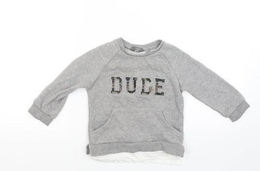 Primark Boys Grey   Pullover Sweatshirt Size 2-3 Years  - Dude