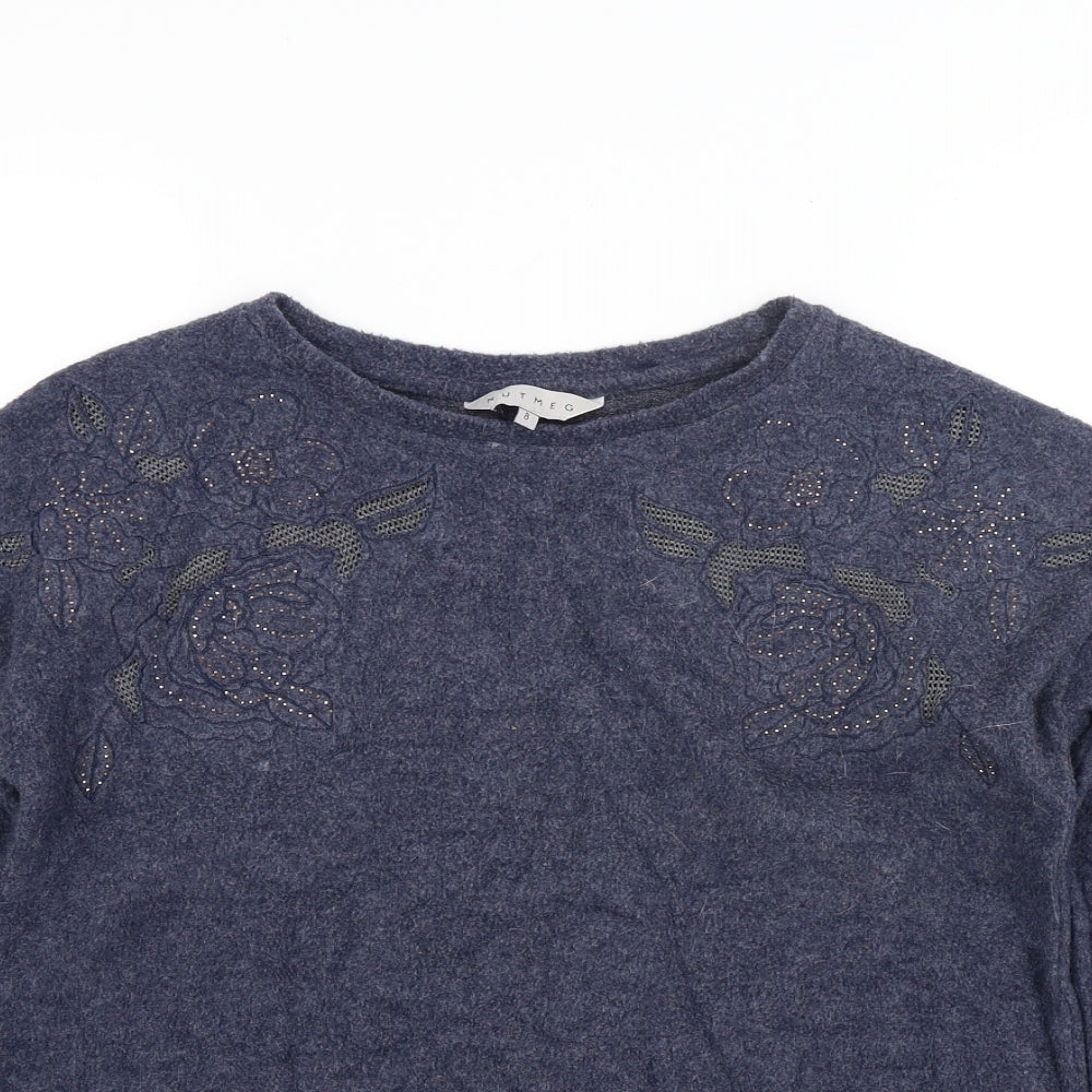 nut meg Womens Blue  Fleece Pullover Jumper Size 8