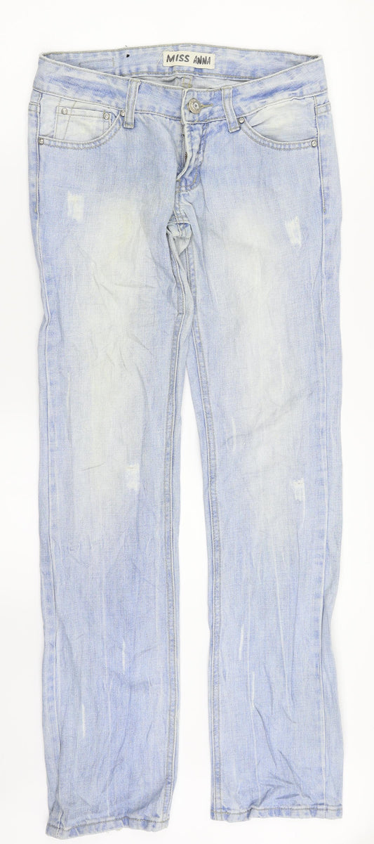 Miss Anna Womens Blue  Denim Straight Jeans Size 36 in L32 in